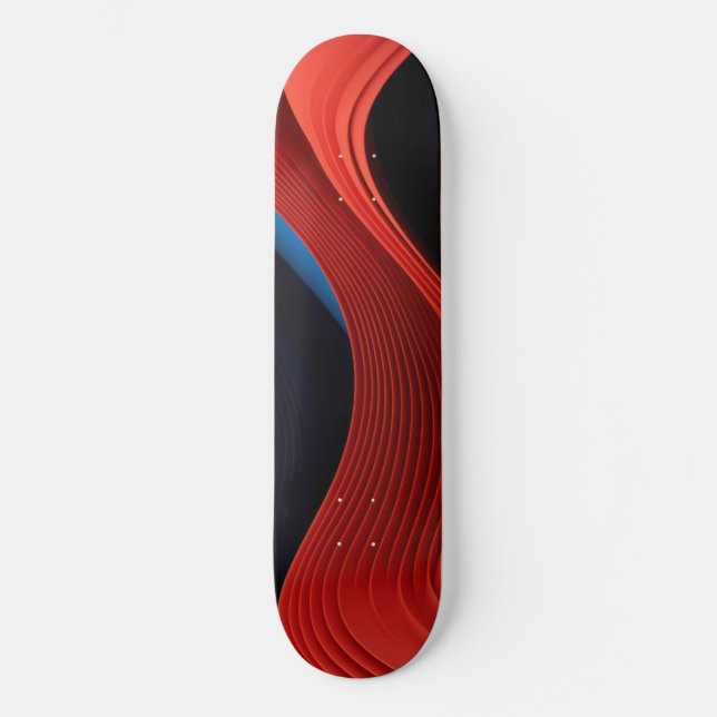 Skateboard Formas lineales onduladas en rojo y azul (Anverso)
