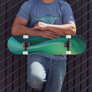 Skateboard Formas verdes que fluyen sobre el azul oscuro