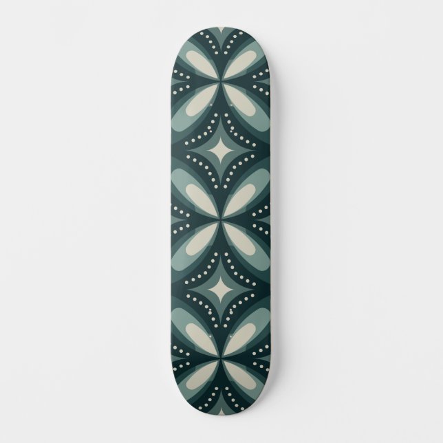 Skateboard formas verdes retro (Anverso)