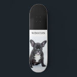 Skateboard Foto de Mascota de Bulldog francés<br><div class="desc">¿Tu perro patineta o viaja contigo? Añade la foto y el nombre de tu perro a este moderno patineta.</div>