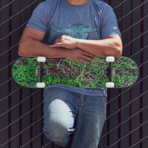 Skateboard Foto de textura de musgo de bosque verde vibrante