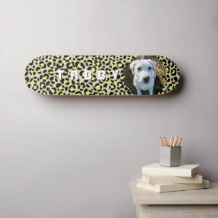 Skateboard Foto Personalizada Perro Amarillo Negro Leopardo