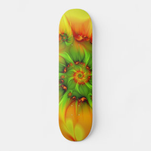 Skateboard Fractal de color verde verano caliente Naranja abs