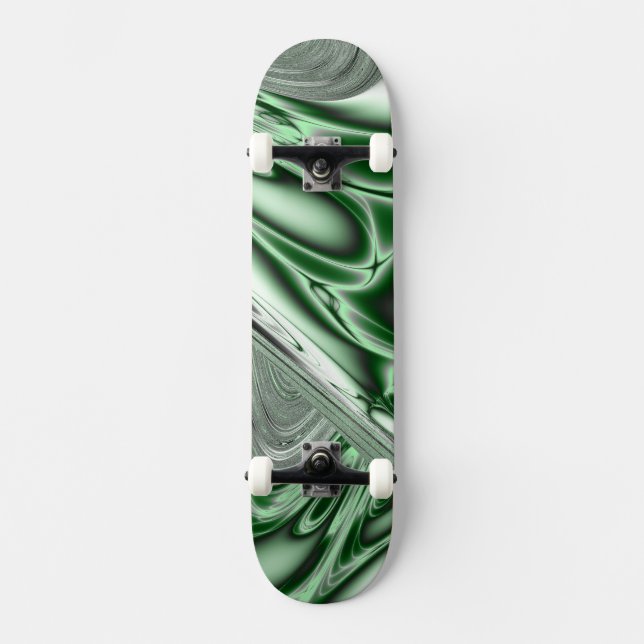 Skateboard Fractal verde floreciendo (Anverso)