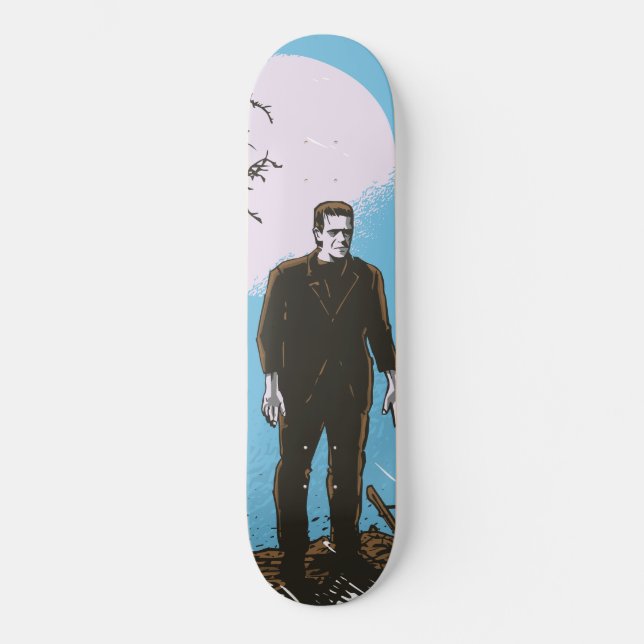 Skateboard Frankenstein bajo la luna - azul (Anverso)