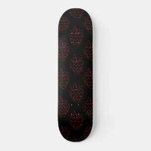 Skateboard Fresas Rojo Contorno Amantes De Frutas Comida