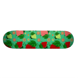 Skateboard Fresas rosadas verdes rojas
