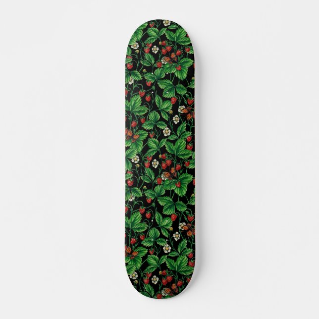 Skateboard Fresas silvestres en negro (Anverso )