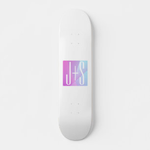 Skateboard Frio Geométrico Rosa y Morado   Iniciales de Parej