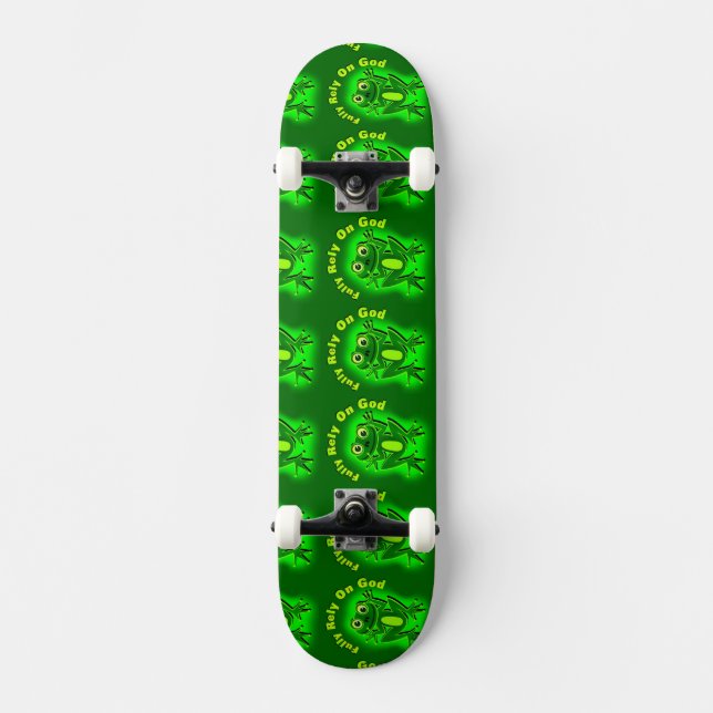 Skateboard FROG Confía plenamente en Dios (Anverso)