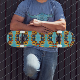 Skateboard Fröhlicher Baumeister – Gelber Held mit Hammer  