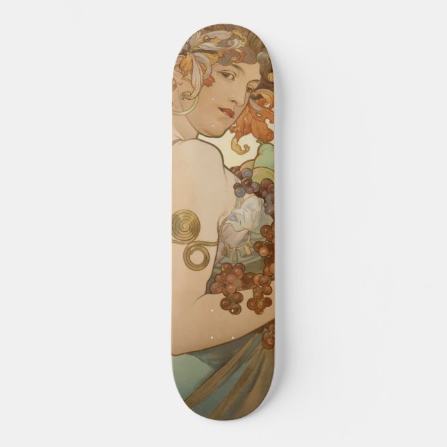 Skateboard Fruta (Art Nouveau) (retrato femenino) (frutas) (Anverso)