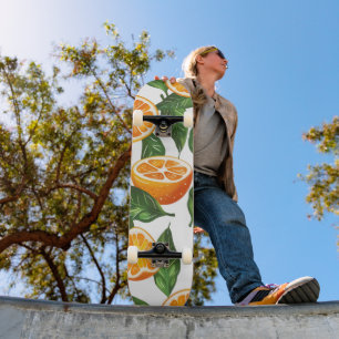 Skateboard Fruta Botánica Naranja Cítrico Sin Costuras