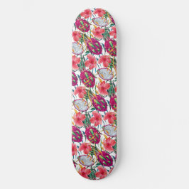 Skateboard Fruta de Dragón Floral Tropical Moderna Palma Verd