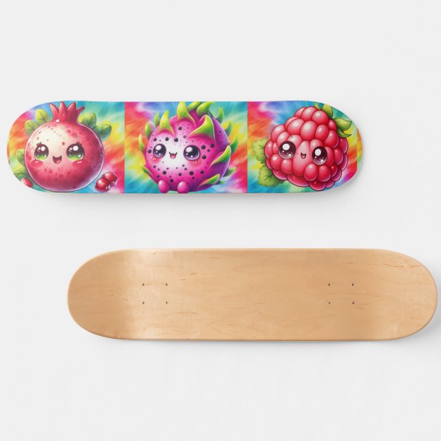Skateboard Fruta del Dragón Feliz Tie-Dye (Horz)