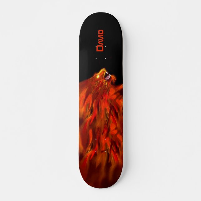 Skateboard Fuego de leones flama tablero de Personalizado (Anverso )