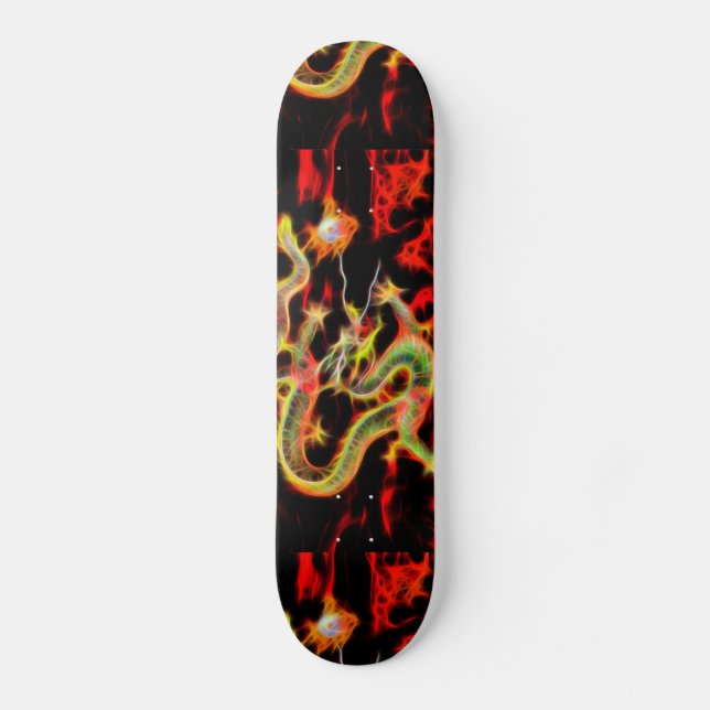Skateboard Fuego dragón en energía afortunada (Anverso)