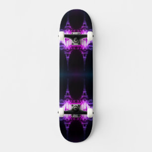 Skateboard Fuente vintage de París Torre Eiffel noche Skatebo