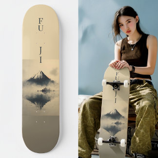 Skateboard FUJI - Minimalist Sumi-e Ink