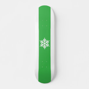 Skateboard Fun Bright Green White Alpine Strips Snowflake