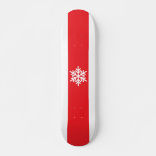 Skateboard Fun Brillante Rojo Blanco Tiras Alpes Snowflake