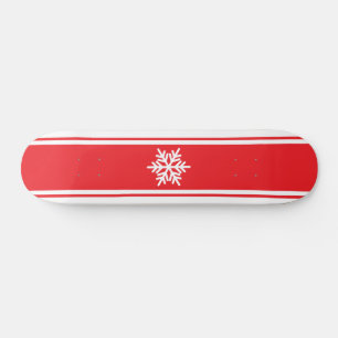 Skateboard Fun Brillante Rojo Carreras Blanca Tiras De Snowfl