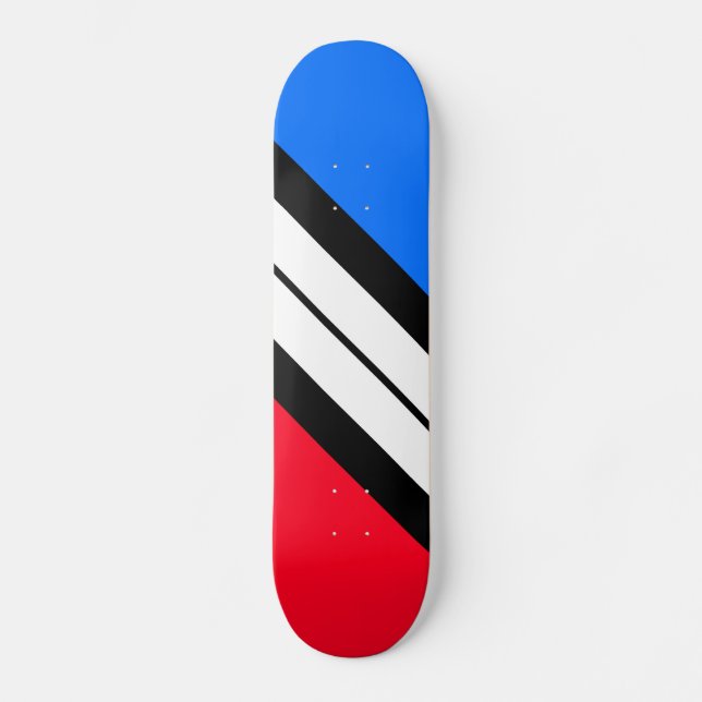 Skateboard Fun Rojo Azul Negro Blanco Diagonal Stripe de Carr (Anverso)