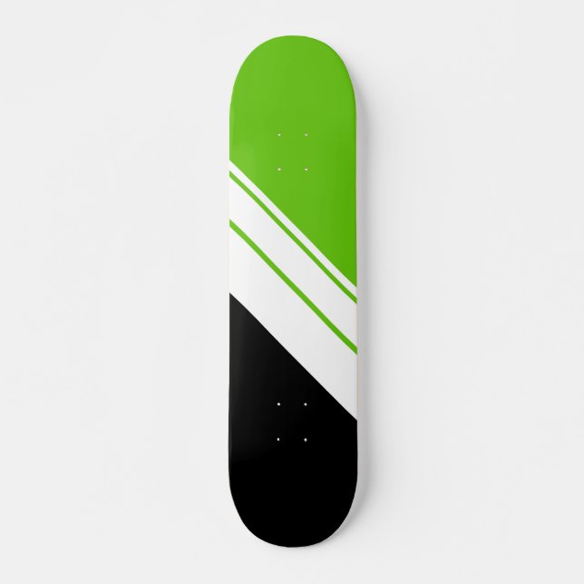 Skateboard Fun Sporty Black Lime Green Carreras Blancas (Anverso )