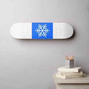 Skateboard Fun Wide Alpine Blue White Strips Bold Snowflake