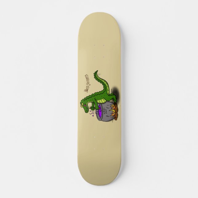 Skateboard Fundido personalizado de cocina de caimanes verdes (Anverso )