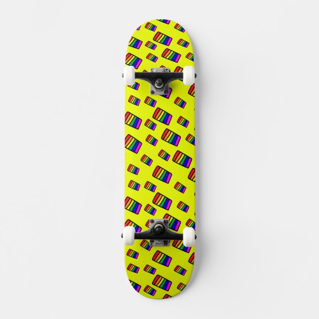 Skateboard Funky Neon Rainbow Block Pattern (Anverso)