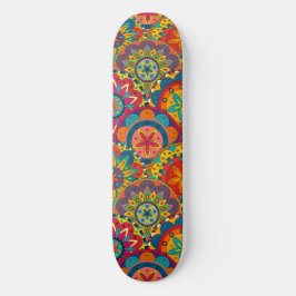 Skateboard Funky Retro Colorido Patrón de Mandala