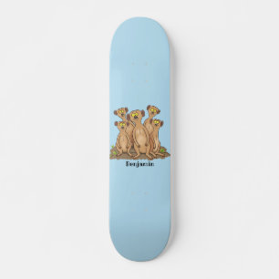 Skateboard Funny meerkat ilustracion personalizado familiar