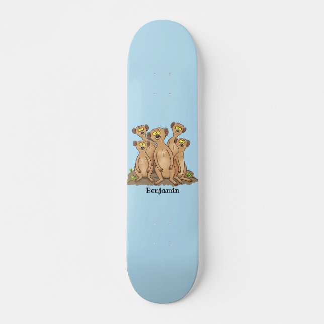 Skateboard Funny meerkat ilustracion personalizado familiar (Anverso )