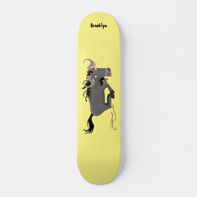 Skateboard Funny Wildebeest corriendo ilustracion personaliza (Anverso )