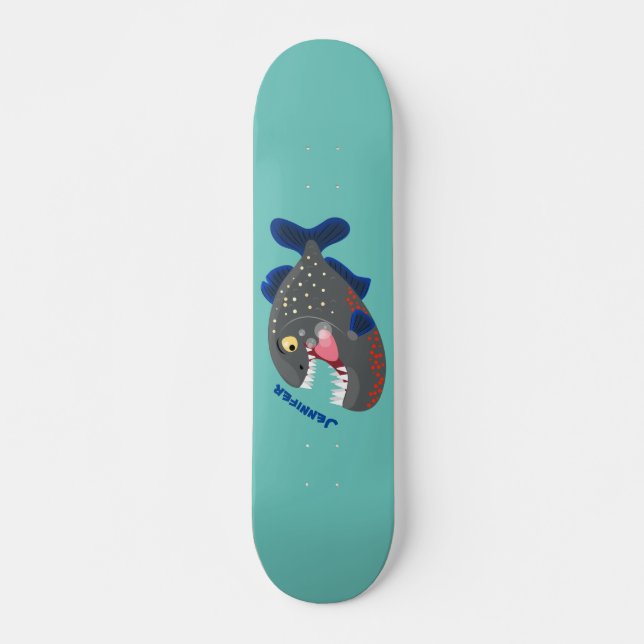 Skateboard Furioso ilustracion personalizado de piranha (Anverso )