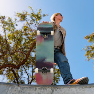 Skateboard Fusión abstracta oscura y colorida
