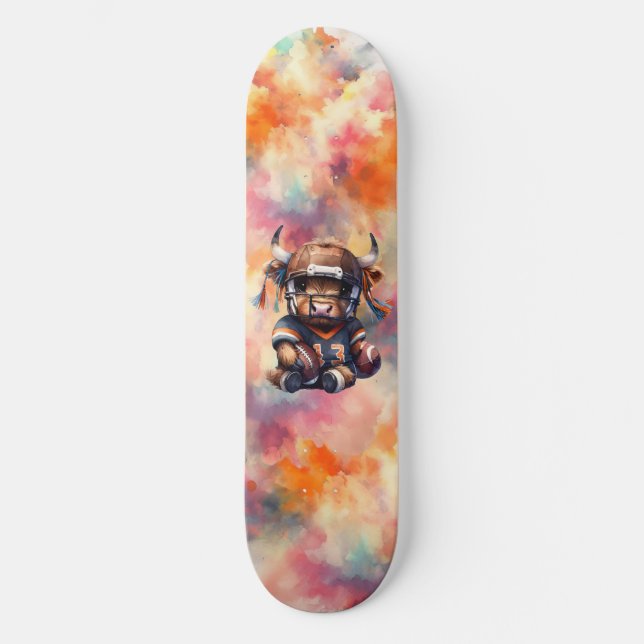 Skateboard Fútbol y vacas de las Highlands (Anverso)