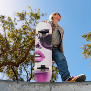 Skateboard Gafas de sol de mujer de moda con acuarela rosa ch