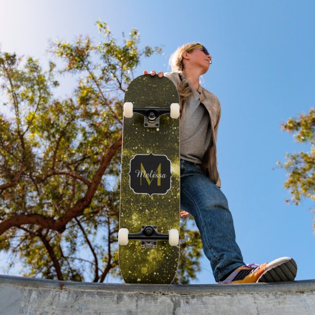 Skateboard Galaxia abstracta negra de color amarillo oscuro M (Exterior 1)
