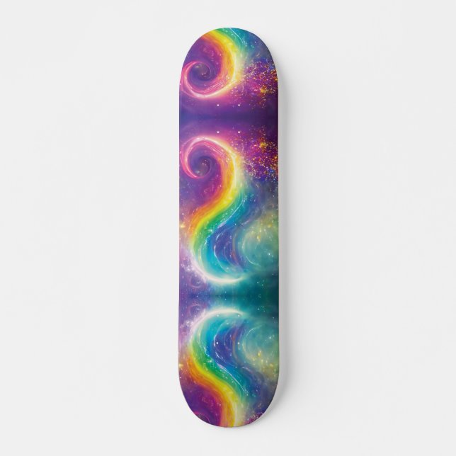 Skateboard Galaxia cósmica arcoiris Yin Yang Ocean Waves Sk8r (Anverso )