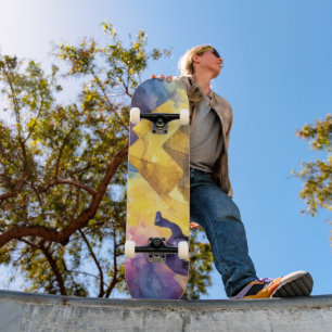 Skateboard Galaxia del desierto acuarela Camello Pirámide Via