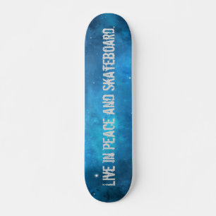 Skateboard Galaxia Estrella Azul Vive en Paz y