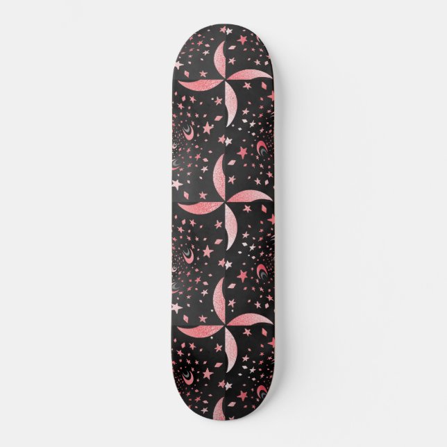 Skateboard galaxia negra y rosa (Anverso)