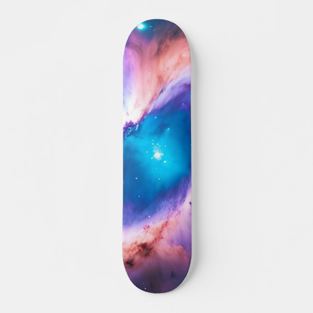 Skateboard Galaxia Verde azulada púrpura Nebula Dream #1 Skat (Anverso )