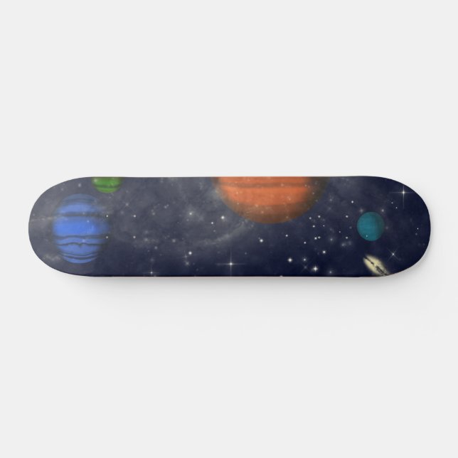 Skateboard Galaxias con estrellas y planetas en el espacio (Horz)