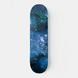 Skateboard Galaxy Lovers Starry Space Blue Sky White Sparkles