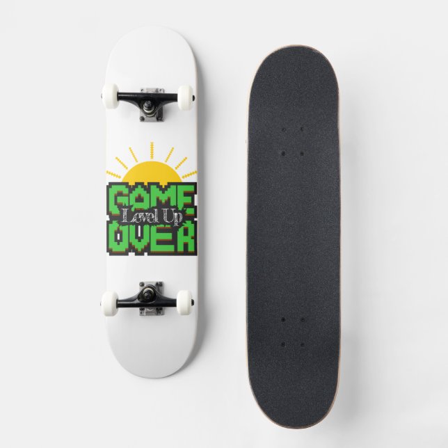 Skateboard Game Over, Revive juegos retro con, sube de nivel (Anverso)
