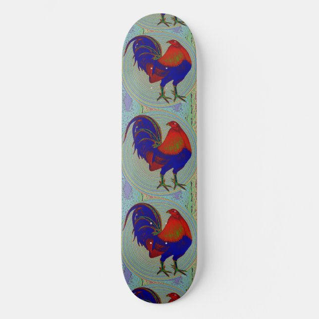 Skateboard Gamecock: Rooster impresionista (Anverso)