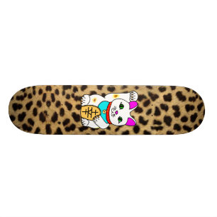 Skateboard Gato afortunado Maneki Neko del delirio de Kawaii